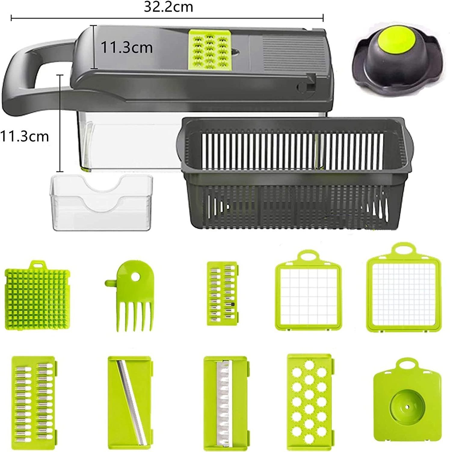 Vegetable Chopper, 14-in-1 Kitchen Mandoline Vegetable Slicer Food Chopper for Onion Veg Garlic Potato Salad Mini Dicer Chopper