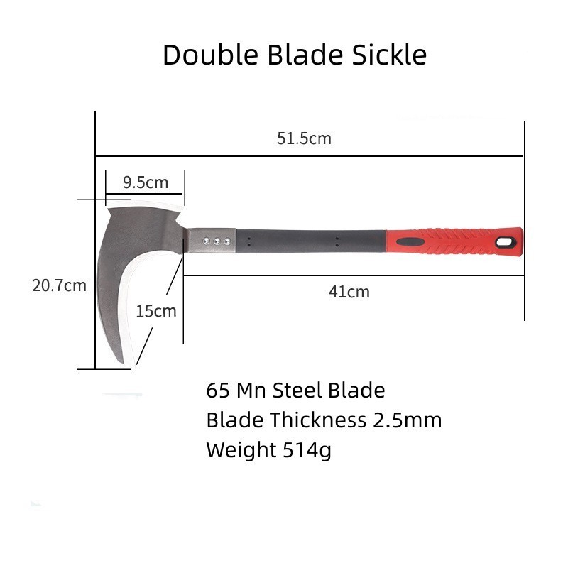 2 Blade Corn Rice Harvesting Long Steel Handle Grass Weeding Hand Axe Knife Agricultural Sickle