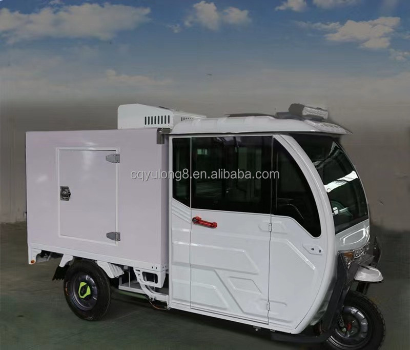 The same city to send cold chain food  electric three-wheeled insulated truck delivery milk ice cream freezer truck