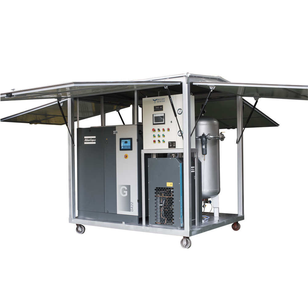 Mobile Dry Air Generator with Weather Proof Canopy Supplying Dry Air for Electric Transformer Maintenance and Installation