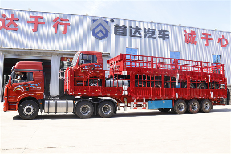 100 Tons cattle trailer livestock trailer 3 axles cargo animal sugar cane transport stake fence semi trailer truck