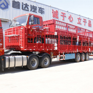 100 Tons cattle trailer livestock trailer 3 axles cargo animal sugar cane transport stake fence semi trailer truck