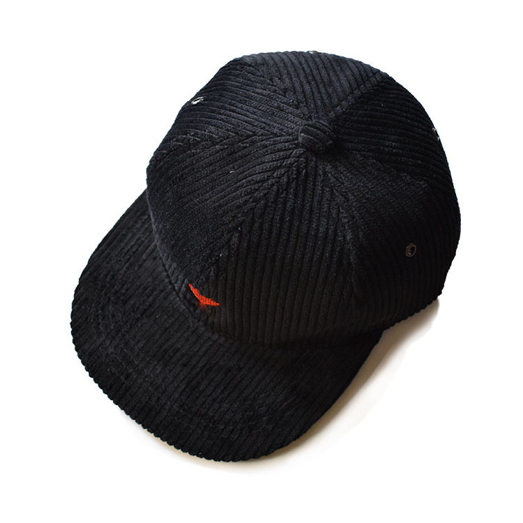 Wholesale Embroidery Logo Corduroy Snapback Hat 6 Panel Flat Brim Hip Hop Hats Plain Black Structured Sport Baseball Cap