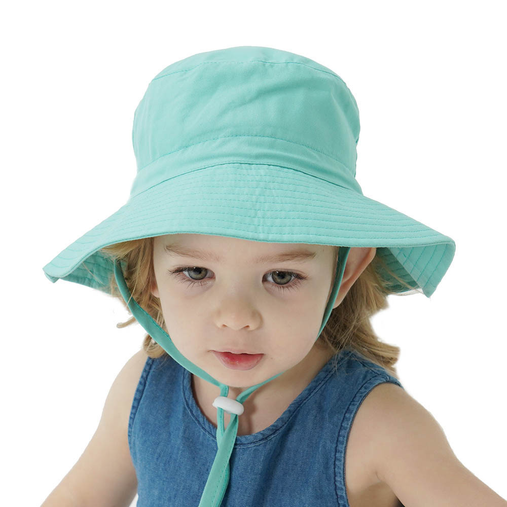 Custom Outdoor UV Sun Hat For Toddler Baby Kids Safari Fishing Hat Adjustable Plain Polyester Cotton Bucket Hat With String