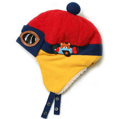 Wholesale Boy and Girl Cotton Pom Pom Aviator Hat Kids Winter With Braids For Children Glasses Trapper Hat Baby Warm Winter Cap