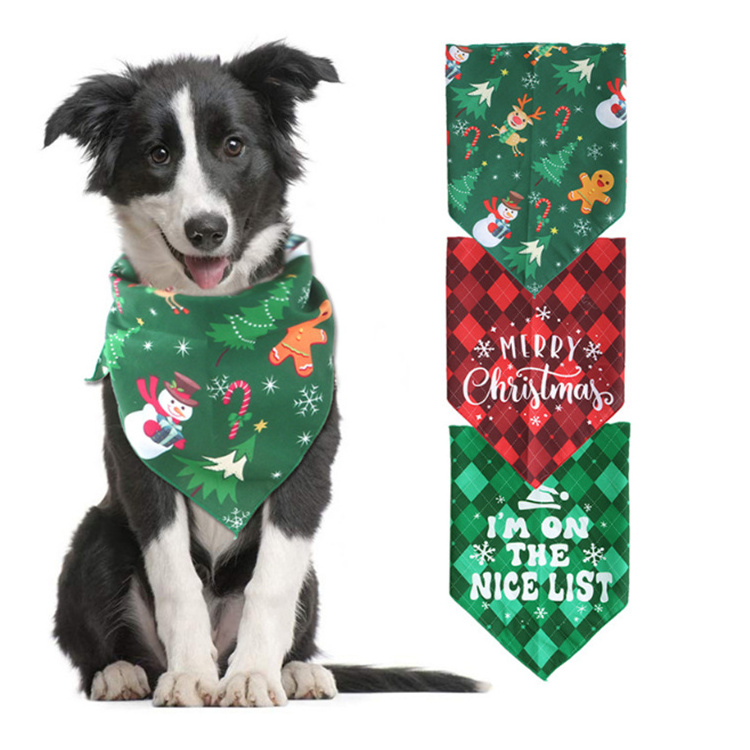 Pet Bandana Christmas Classic Plaid Pet Scarf Triangle Bibs Kerchief Dog Bandana for Small Medium Large Dogs Cats