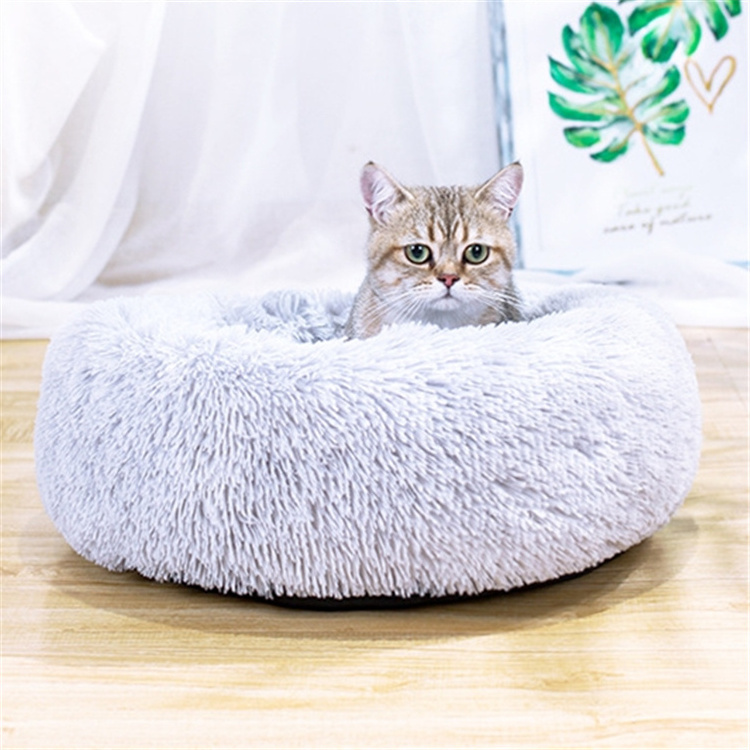 Comfortable Donut Cuddler Round Modern Ultra Soft Plush Round Pet Bed for Cats Small Dogs