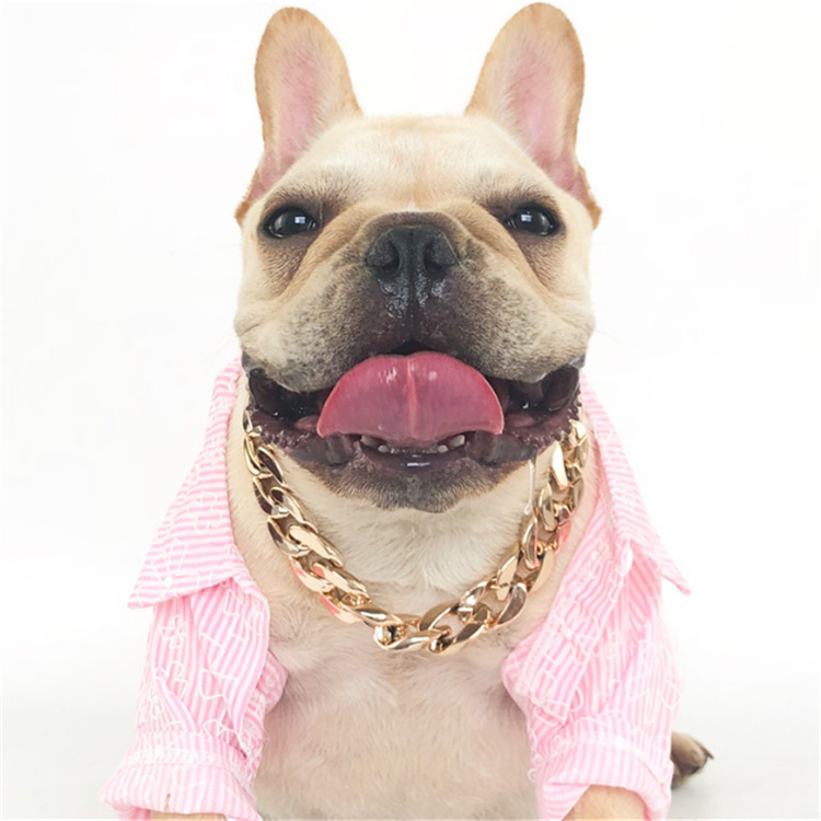 Wholesale Cuba Luxury Gold Metal Big Pet Necklace Accessories Silver Dog Necklace Dog Chain Collar