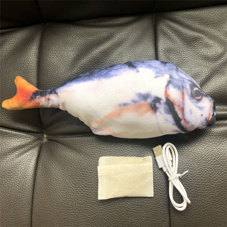 FREE SAMPLE Hot Sale USB Charging Battery Electric Simulation Plush Wagging Fish Pet Fish Cat Toy