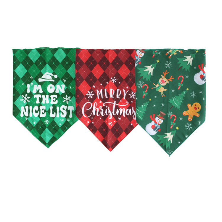 Pet Bandana Christmas Classic Plaid Pet Scarf Triangle Bibs Kerchief Dog Bandana for Small Medium Large Dogs Cats