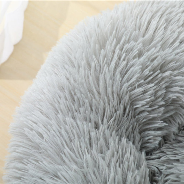 SAMPLE Hot FBA Multiple Sizes Colors Long Plush Fluffy Comfy Calming Soothing Self Warming Donut Pet Bed for Cats Dogs