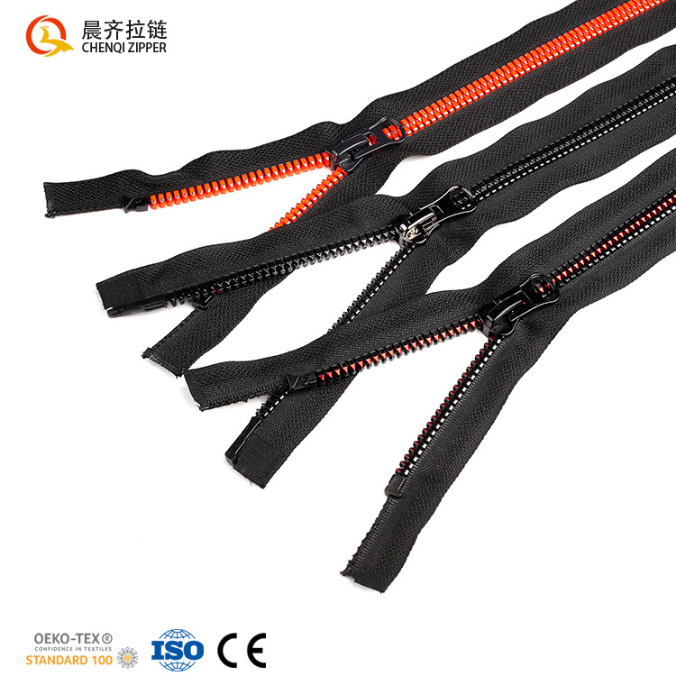 Fancy luxury 8# plastic closed end pocket zippers fashion corn teeth black tape single open long chain zipper open end resin zip