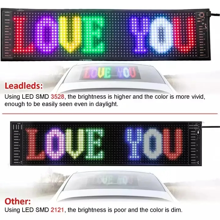 2024 New Car Led Sign Soft Screen Display Rgb Foldable App Programmable Message Board For Car Rear Window With Cigar Lighter