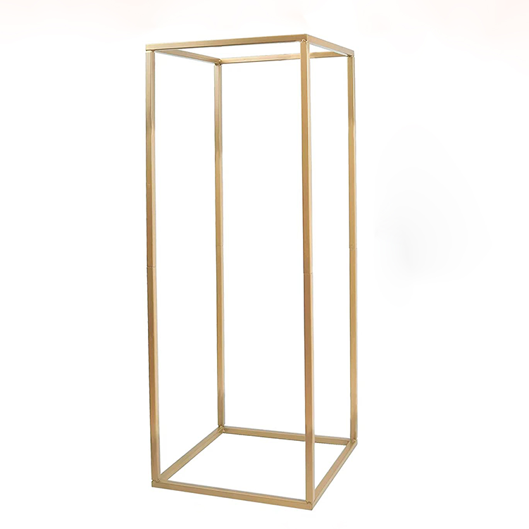 Rectangle Tall Gold Metal  Geometric Tables Decoration  Vase Stand Flower Wedding Centerpieces