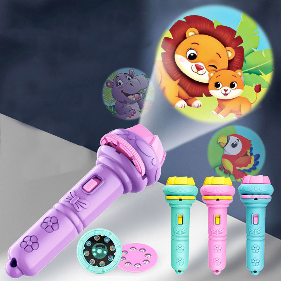 Flashlight Projector Torch Lamp Toy Cute Cartoon Creativity Toy For Kids Early Educational Flashlight Projector Baby Torch