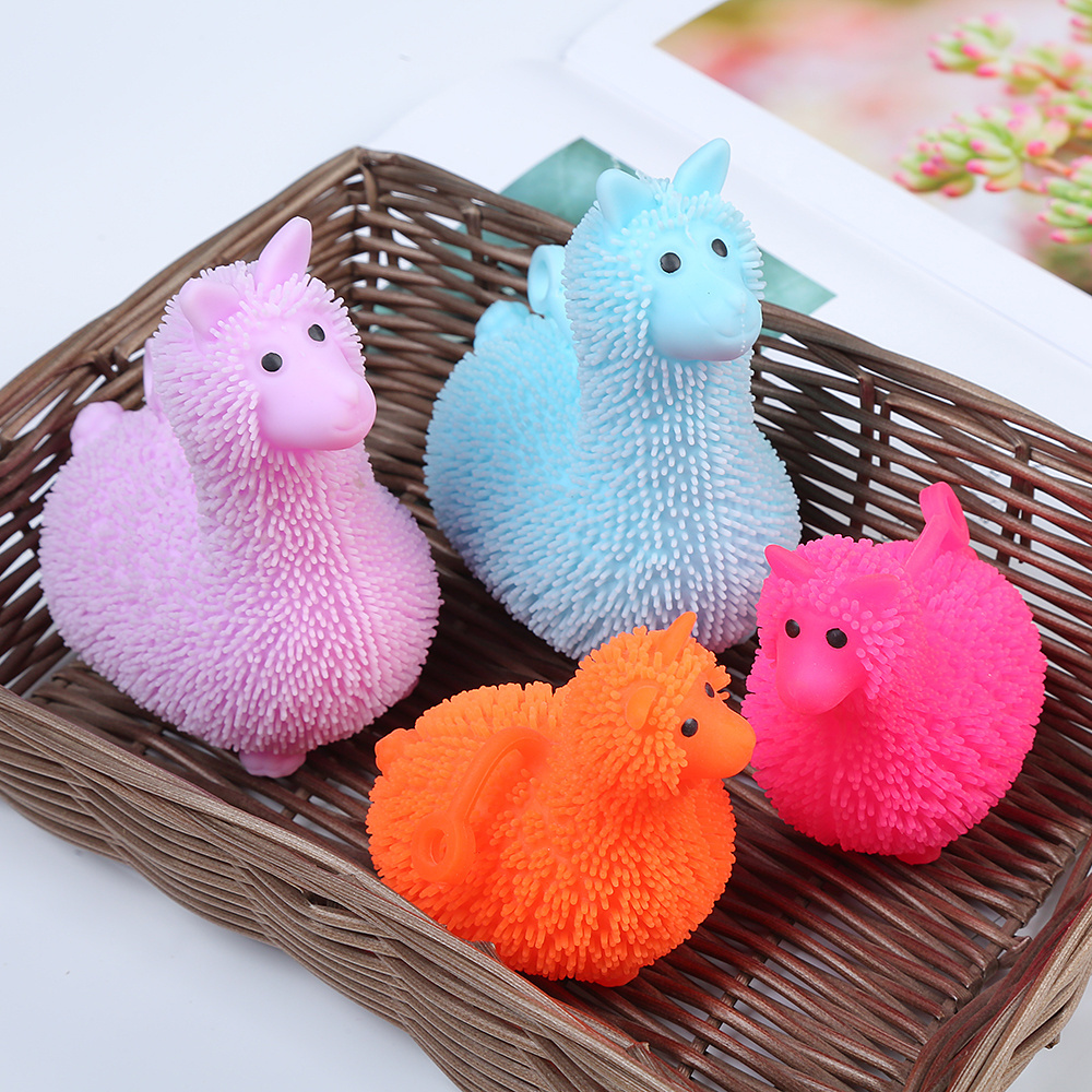 Puffer Ball Toy Fluffy Mini Puffer Balls Adult Stress Toys Llama Animal Soft Toy Ball