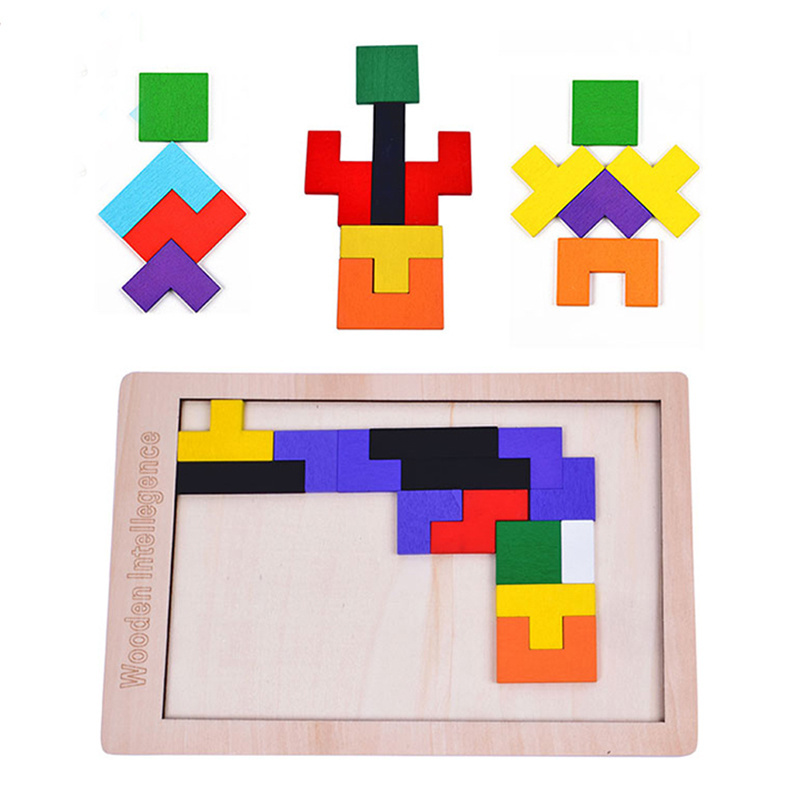 2023 New Puzzle Game 3d Wooden Blocks Toy Early Educational Game Wood Blocks Colorful Wooden Puzzle For Toddler