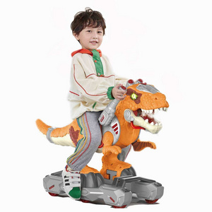 2023 Pop Ride On Toy Electric Dinosaur Scooter Slide DIY Dinosaur Walker Light Music Spray Dinosaur Car For Toddler Kids