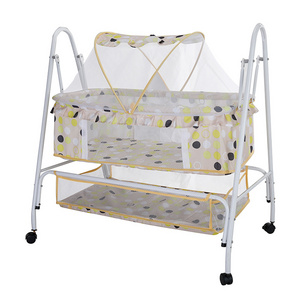 OEM ODM Metal Baby Crib folding Wholesale Bedside Baby Bed swing bed with EN Certificate