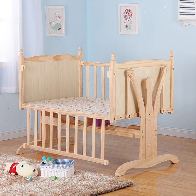 Natural solid wooden sleeping basket independent wooden baby cradle swing/baby swing electric