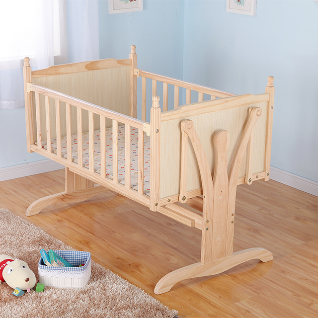 Natural solid wooden sleeping basket independent wooden baby cradle swing/baby swing electric