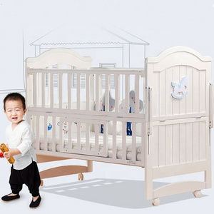 Hot selling solid wood white painting baby swing children bed cradle for sweet girls