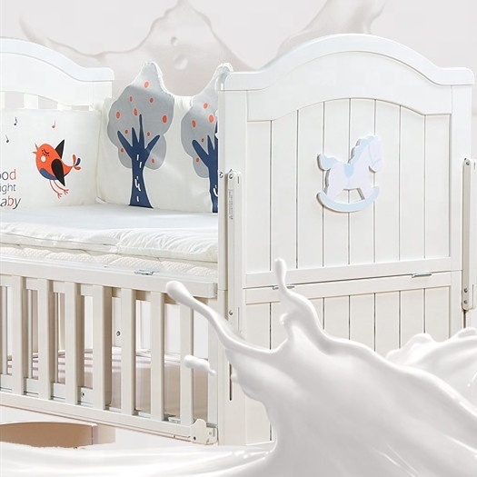 Hot selling solid wood white painting baby swing children bed cradle for sweet girls