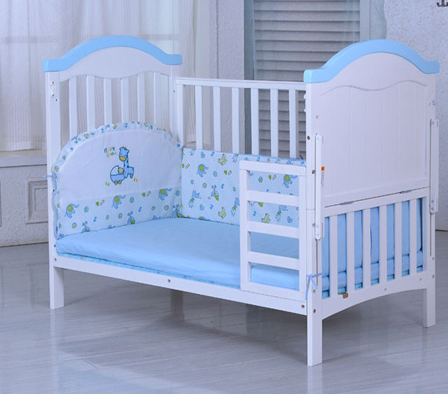 Solid wood multi-function large size game bed rocker pine paint cradle baby bed crib