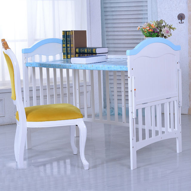 Solid wood multi-function large size game bed rocker pine paint cradle baby bed crib