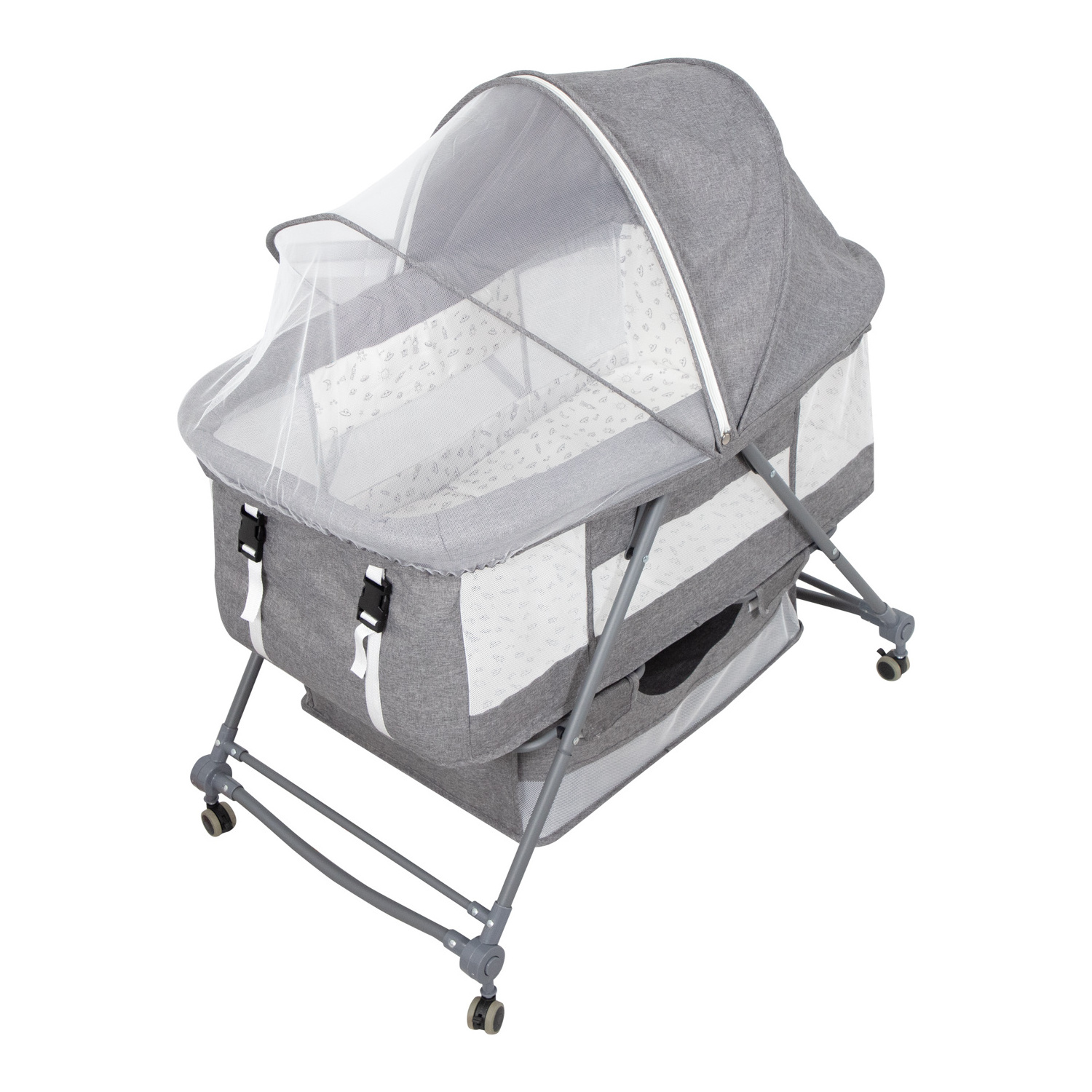 Folding Portable Breathable Mesh Bedside Sleeper Baby Bed Newborn Baby Bassinet With Storage Basket