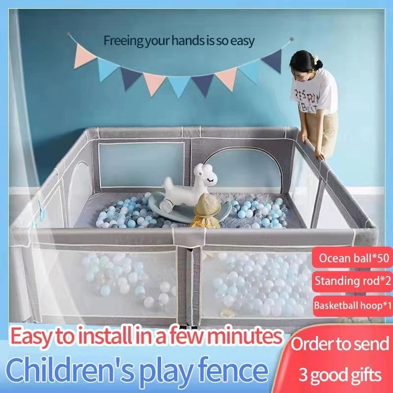 Foldable Safety Fence Large Square Portable Indoor Play Pen Yard Kids' Playpen Bed Toddler baby playpen fence