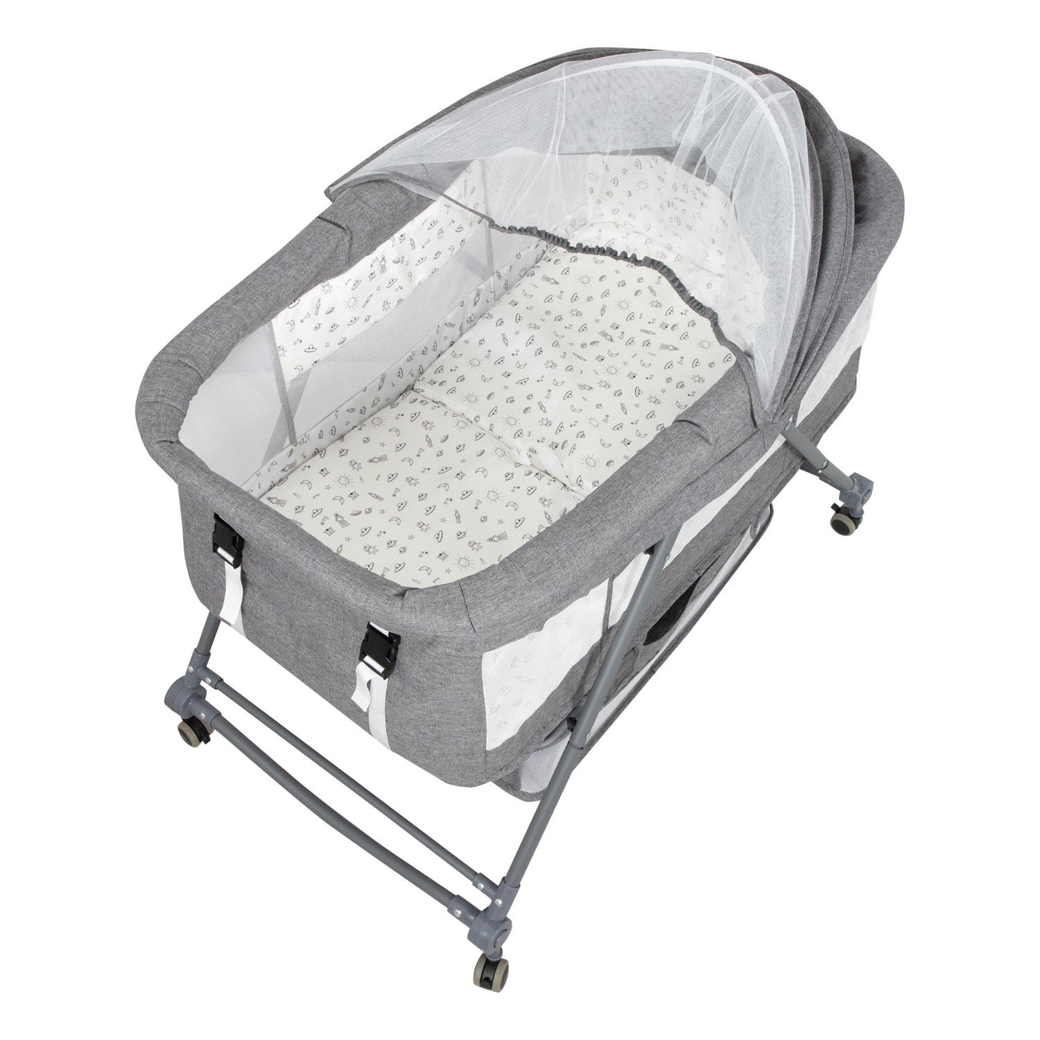 Folding Portable Breathable Mesh Bedside Sleeper Baby Bed Newborn Baby Bassinet With Storage Basket