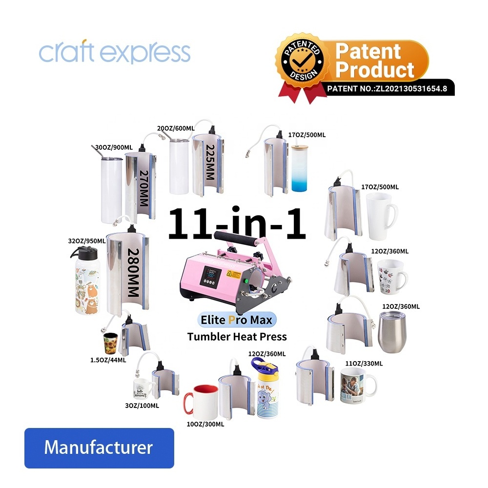 Craft Express 11 in 1 Pro Max Bottle Printing Machine Sublimation Mug Skinny Tumbler Heat Transfer Tumbler Heat Press Machine