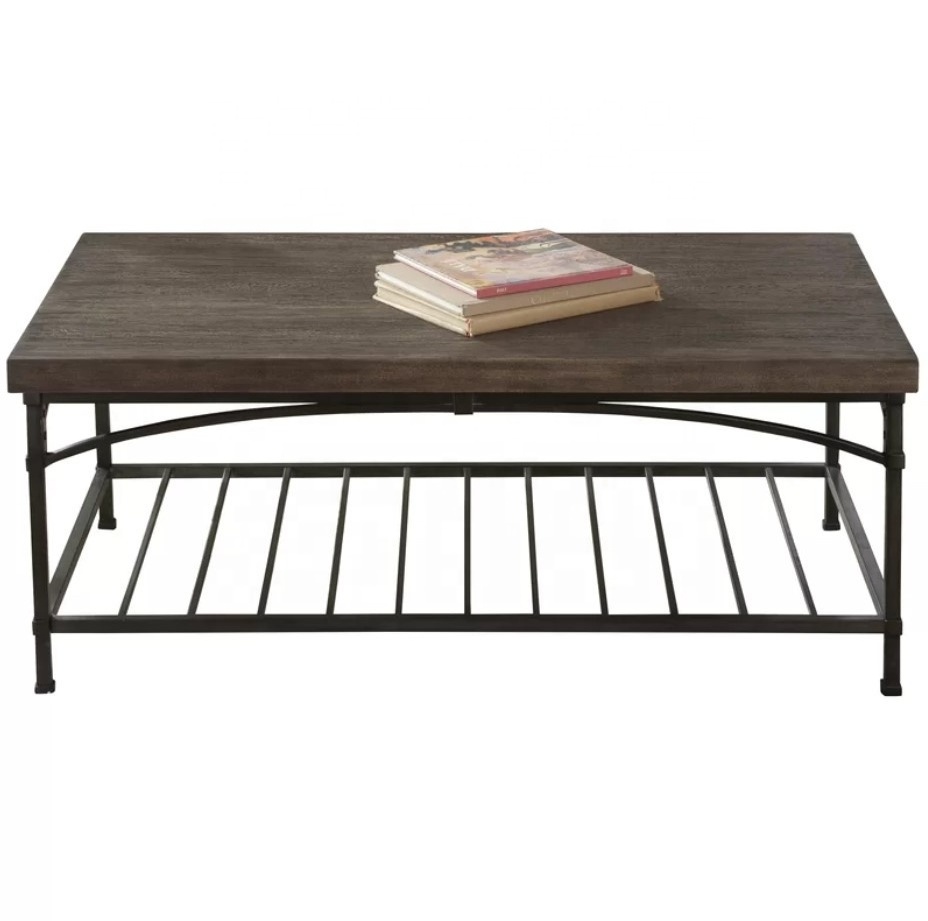 Large Wooden Top Metal Rectangular Coffee Table For Living Room Hotels and Restaurants at Wholesale Price