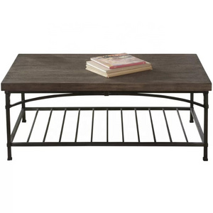 Large Wooden Top Metal Rectangular Coffee Table For Living Room Hotels and Restaurants at Wholesale Price