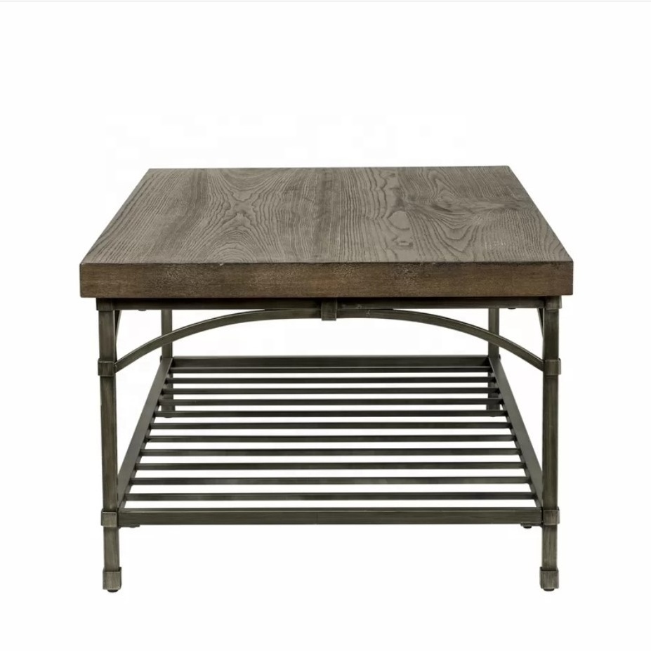 Large Wooden Top Metal Rectangular Coffee Table For Living Room Hotels and Restaurants at Wholesale Price