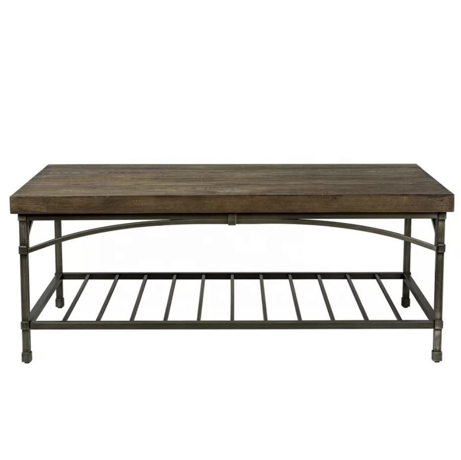 Large Wooden Top Metal Rectangular Coffee Table For Living Room Hotels and Restaurants at Wholesale Price