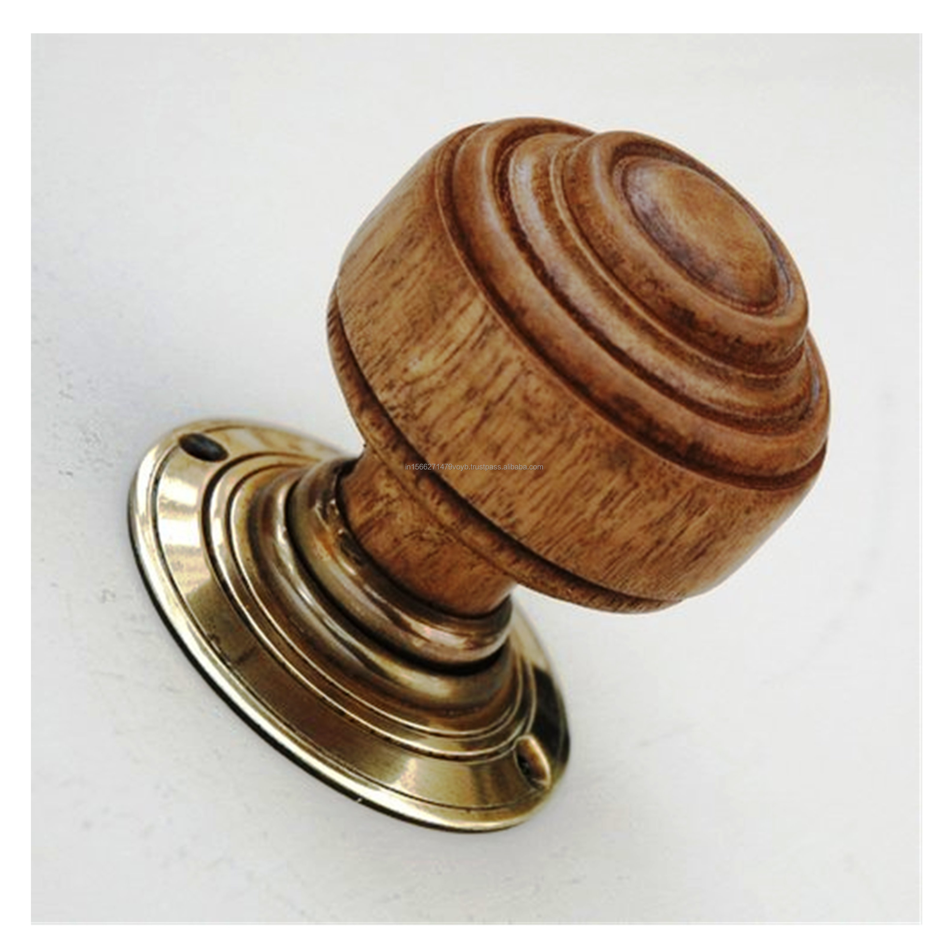 Luxury Basic Round Door Knob Lock Antique Wood Resin Metal Door Cabinet Knob Handle Made In India