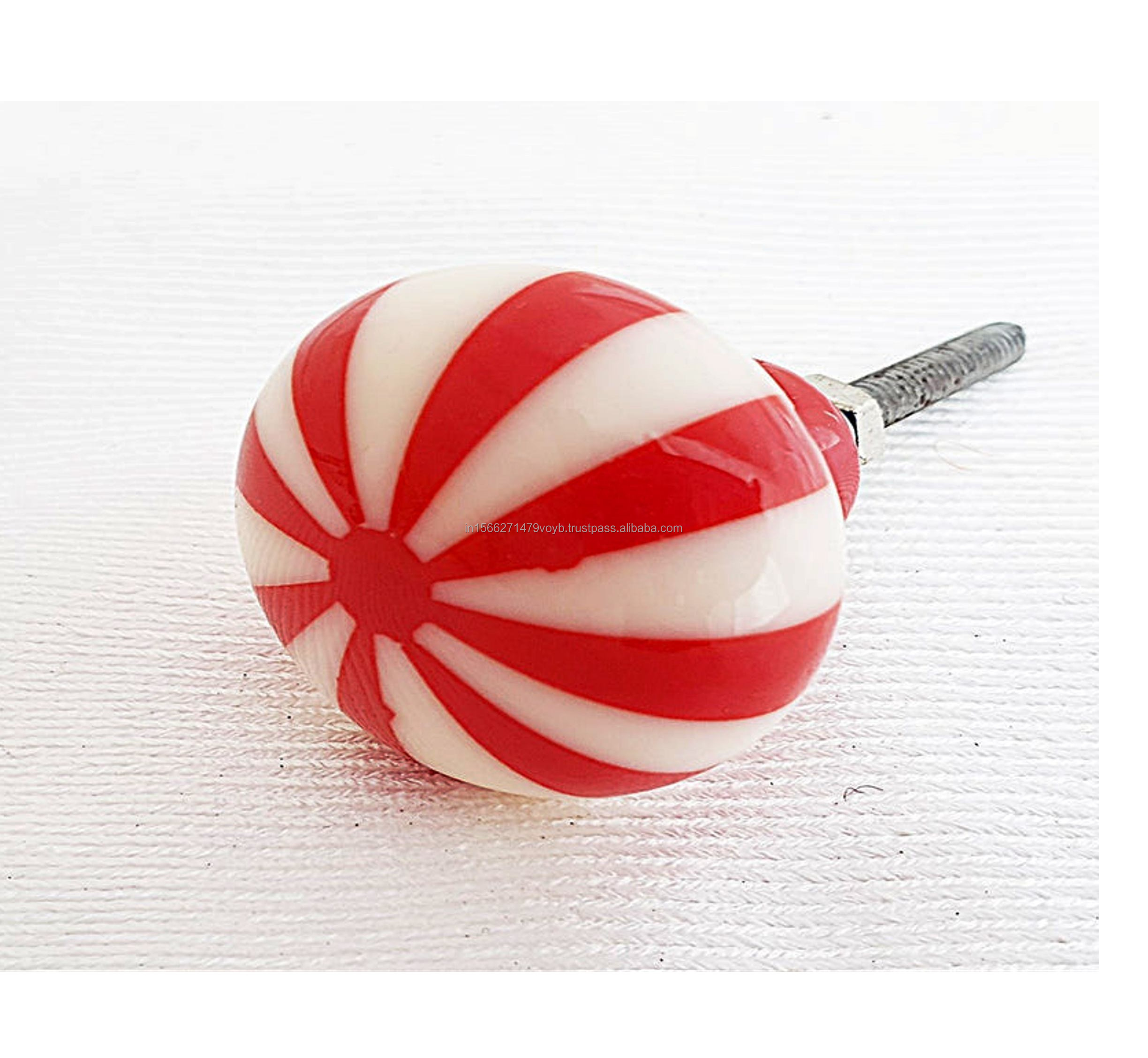 Resin red cream candy funky design round door knob Luxury Wood Resin Metal Door Cabinet Knob Handle Made In India