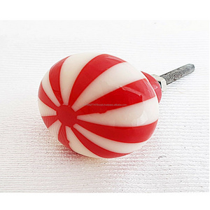 Resin red cream candy funky design round door knob Luxury Wood Resin Metal Door Cabinet Knob Handle Made In India