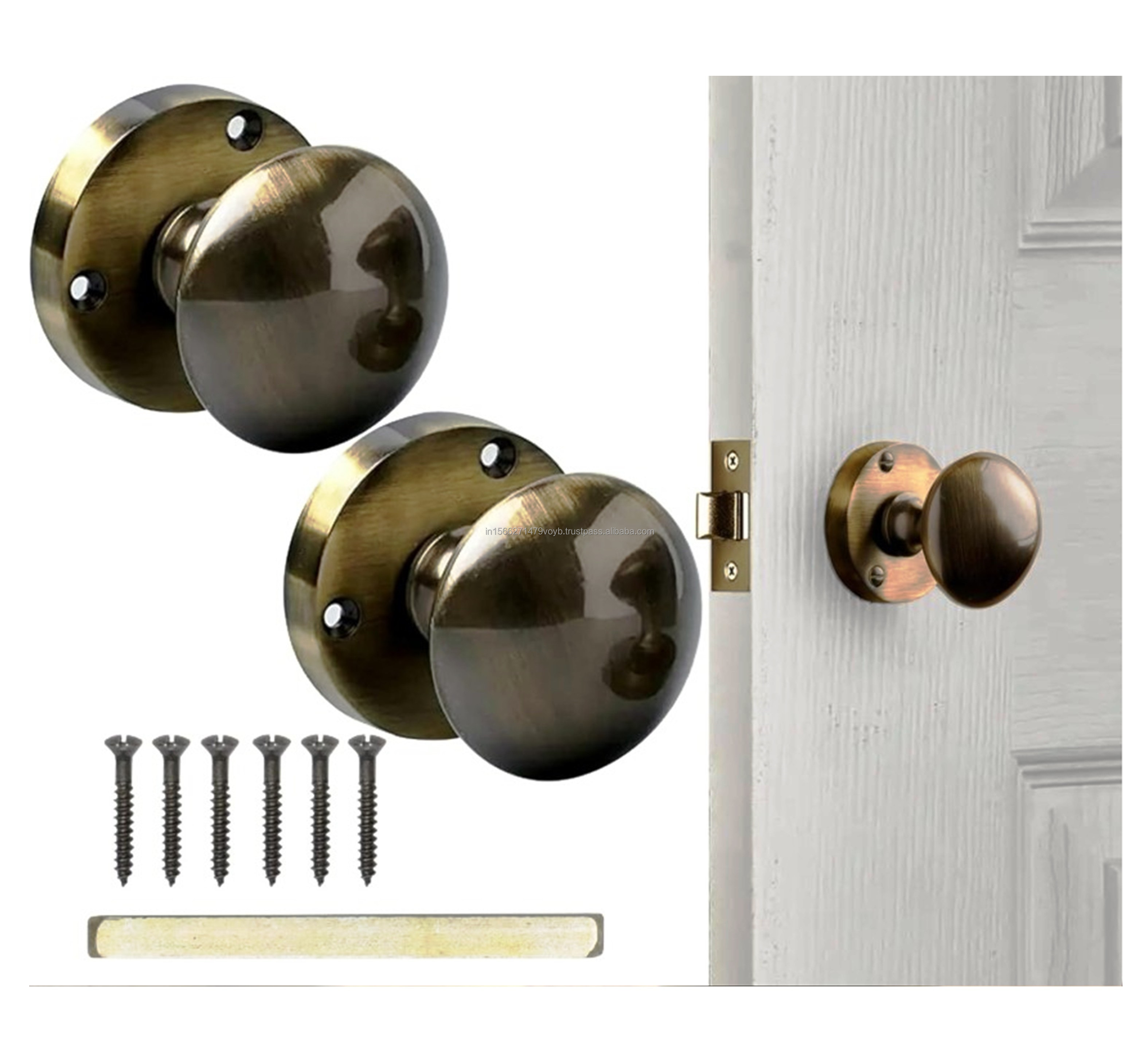 Luxury Basic Round Door Knob Lock Antique Wood Resin Metal Door Cabinet Knob Handle Made In India