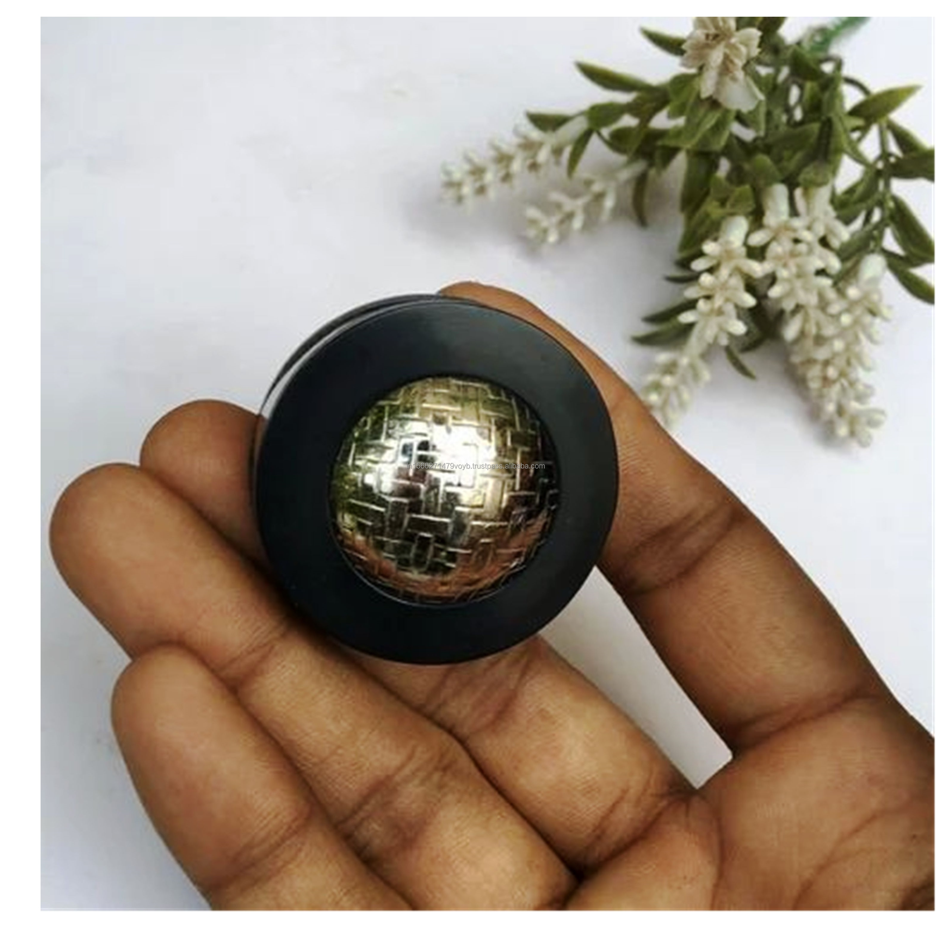 Luxury Black Resin Knob Round Design Cupboard Door Knob Drawer Pull pc 3 Wood Resin Metal Door Cabinet Knob Handle Made In India