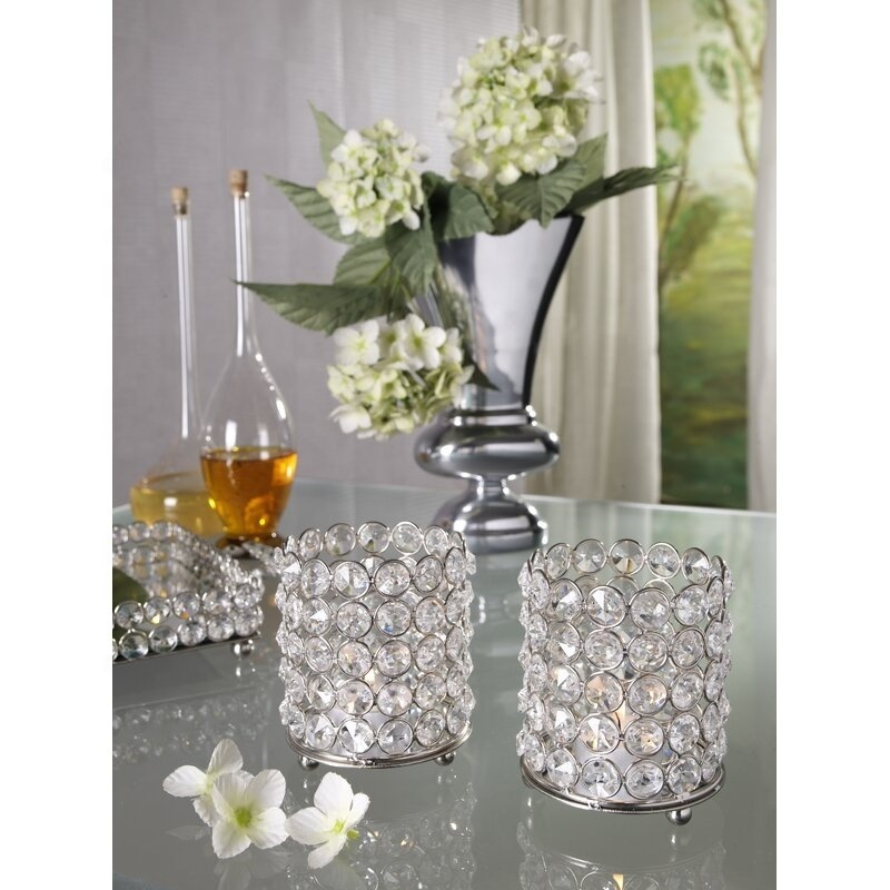 New Crystal Glass Aluminium Tealight  Holder Top Selling Candle Holder Best Quality Trendy Finishing New Design Candle Votive