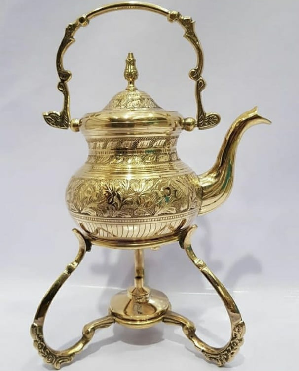 Antique Arabic Metal Teapots with Stand and Burner