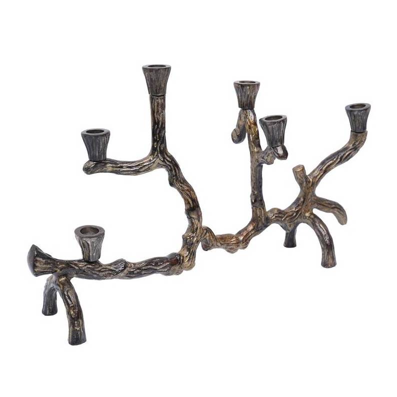 Antique Metal Candleholder for Living Decorative metal candlestick for Dining Brown Glossy Tree branch Candle Holder