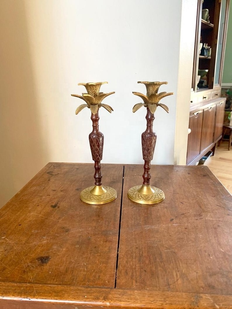 Vintage Palm Tree Candle Holder