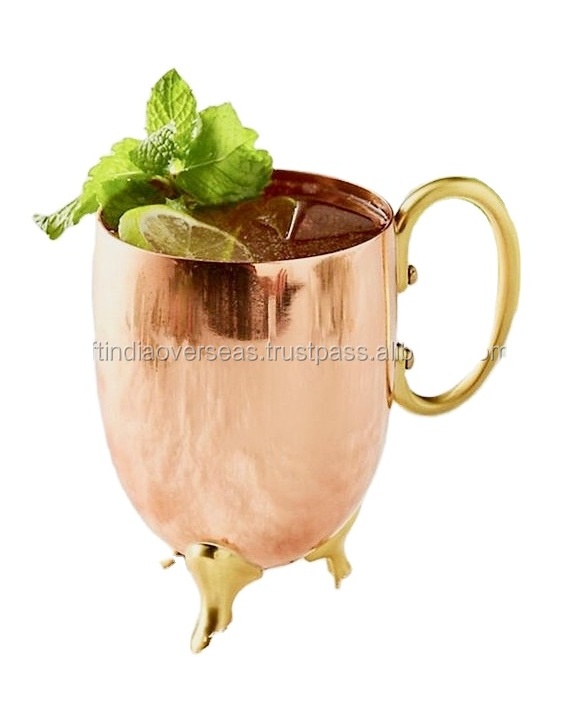 Copper Moscow Mule With Brass Legs And Brass Handle Mug Hot Selling New Design Factory Price Customized Packing Spouted Mug