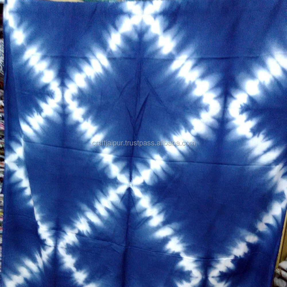 White Shibori Printed Handmade  Navy Blue Cotton Fast Color Dress Sewing Running Fabric Natural Dyed Indian Fabric Wholesale