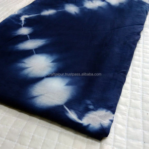 White Shibori Printed Handmade  Navy Blue Cotton Fast Color Dress Sewing Running Fabric Natural Dyed Indian Fabric Wholesale