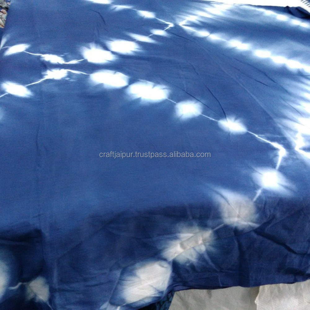 White Shibori Printed Handmade  Navy Blue Cotton Fast Color Dress Sewing Running Fabric Natural Dyed Indian Fabric Wholesale